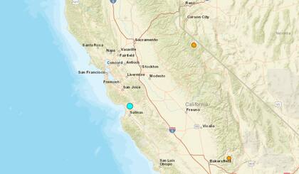 El sismo más fuerte de este domingo, tuvo su epicentro a unas 3 millas al noroeste de Aromas, muy cerca de Watsonville. California.