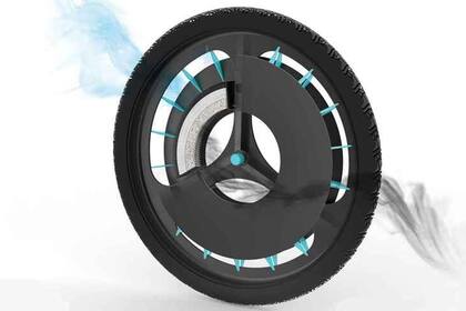 El sistema aprovecha el movimiento de la rueda para limpiar el aire mediante un sistema de carbón activado y filtros HEPA