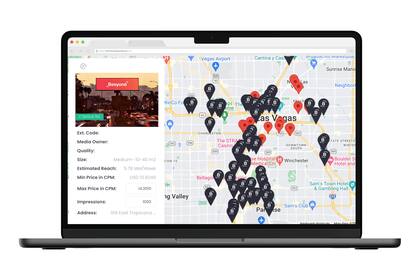 El sistema de Beeyond permite ver la ubicación de los carteles en un mapa, y armar campañas que cambian a lo largo del día o de las semanas