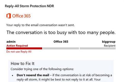 El sistema de protección implementado por Microsoft en Office 365 busca limitar el envío masivo de mensajes que genera la acción responder a todos