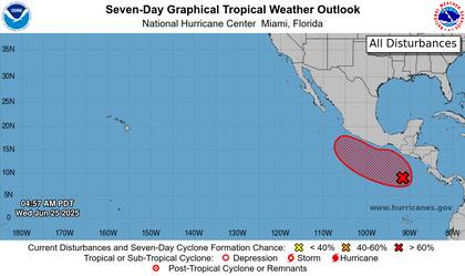 El sistema Invest 95, ubicado a cientos de kilómetros al sur de Centroamérica, tiene un 80% de probabilidad de convertirse en ciclón tropical en los próximos 7 días según el Centro Nacional de Huracanes de EE.UU.