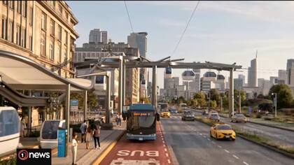 El sistema Whoosh utiliza cabinas individuales impulsadas por motores eléctricos que se desplazan por una red fija de cables y rieles (YouTube)