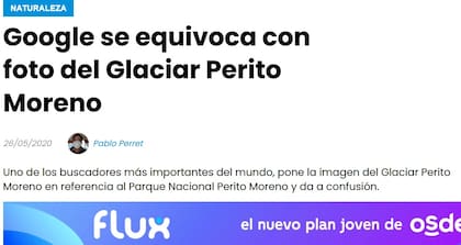 El sitio ahoracalafate.com ya denunció el error de google en 2020