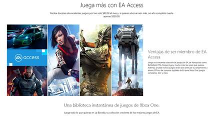 El sitio de EA Access para Xbox One