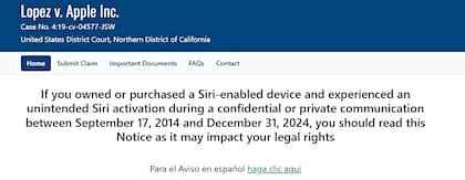 El sitio oficial para reclamaciones tiene una versión en español