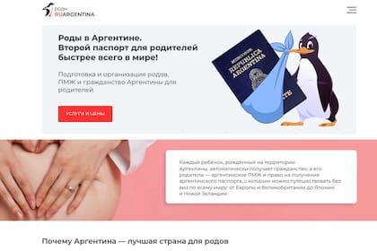 El sitio web de la agencia BabyRu Argentina orienta a las parejas rusas