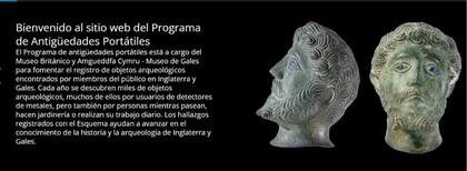 El sitio web del Programa de Antigüedades Portátiles donde el hombre dio la noticia del descubrimiento