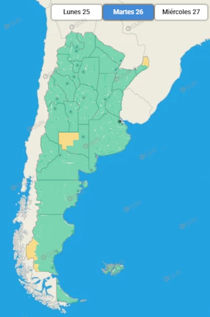 El SMN emitió alertas para el Litoral, la franja central y la Patagonia