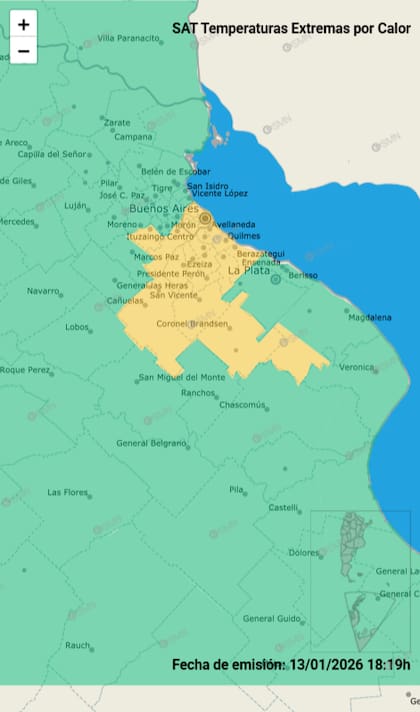 El SMN indicó que rige una alerta por altas temperaturas en la ciudad de Buenos Aires y parte del conurbano bonaerense