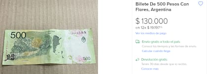 El sobreprecio del billete de 500 en las plataformas de compra y venta de artículos
Foto: captura de pantalla
