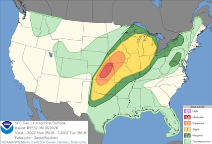 El SPC activó un inusual riesgo moderado en Kansas y Nebraska ante la inminente formación de tornados de largo recorrido