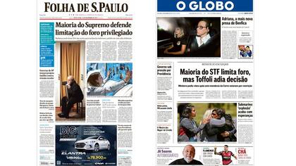 Folha de S.Paulo y O Globo, destacaron el tema en sus portadas