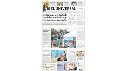 El submarino ARA San Juan en la tapa del Universal de Venezuela