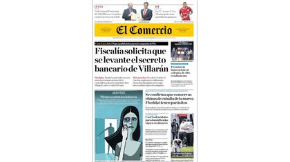 El submarino ARA San Juan en la tapa del diario El Comercio de Perú