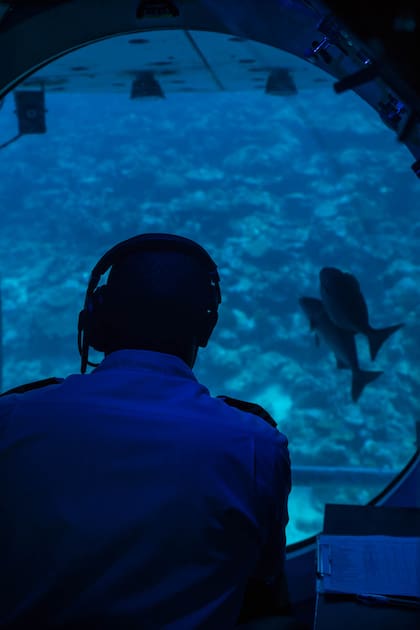 El submarino Atlantis desde adentro.