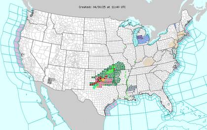 El sureste de Oklahoma podría experimentar tormentas rotacionales capaces de generar tornados aislados durante la tarde del 30 de abril