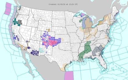 El sureste enfrenta una seria amenaza de inundaciones repentinas y tormentas severas causadas por aire inestable y húmedo