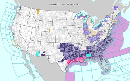 El sureste experimentará un descenso térmico histórico, con posibles récords de temperatura mínima en Alabama, Georgia y Florida