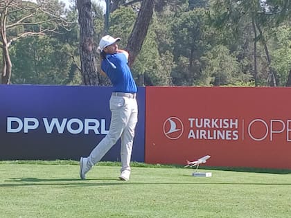 El swing de Gallegos, que vivió su gran momento del día con el approach para birdie en el 13