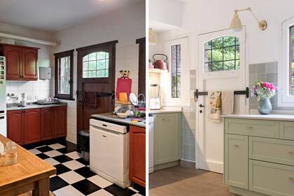 El tacho de basura (que en esta casa es grande) ahora está escondido en el mueble junto a la puerta y tiene sistema deslizable.