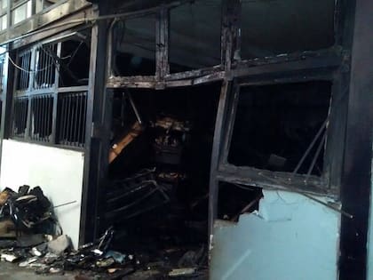 El taller de la escuela tras los incendios de 2016