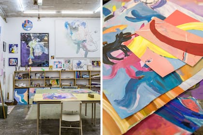 El taller de Vale, en la casa que comparte junto a otros artistas en la calle Maturin, es una clara muestra de su obra.