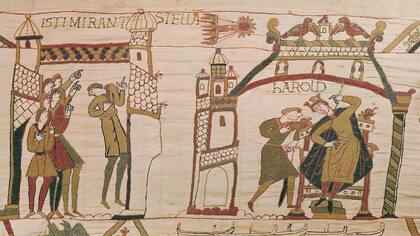 El tapiz de Bayeux muestra cómo una "estrella de pelo largo" (el cometa Halley), marcó el final del último rey anglosajón, Haroldo II.
