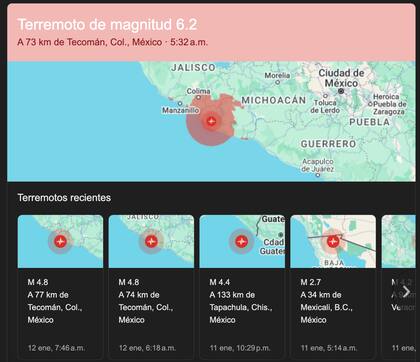 El temblor de Michoacán, México, hoy 12 de enero.