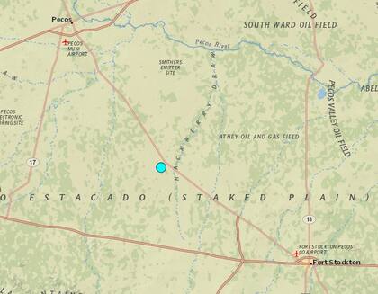 El temblor más fuerte de las últimas 24 horas en territorio continental estadounidense fue uno ocurrido cerca de Coyanosa, Texas