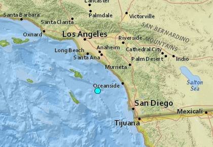 El temblor más fuerte de las últimas 24 horas en territorio continental estadounidense fue uno ocurrido cerca de la Isla San Clemente