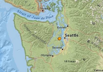 El temblor más fuerte de las últimas 24 horas en territorio continental estadounidense fue uno ocurrido en Enetai, Wahington