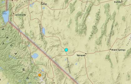 El temblor más fuerte de las últimas 24 horas en territorio continental estadounidense fue uno ocurrido cerca de Mina, Nevada