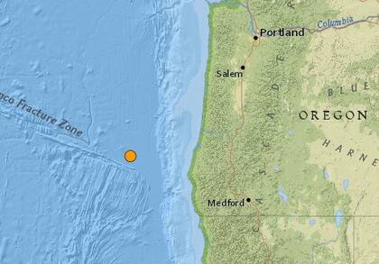 El temblor más fuerte de las últimas 24 horas en territorio continental estadounidense fue uno ocurrido cerca de Bandom, Oregon
