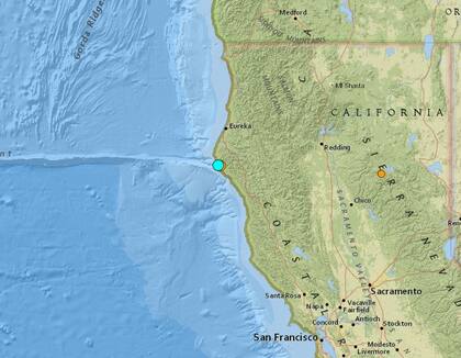 El temblor más fuerte de las últimas 24 horas en territorio continental estadounidense fue uno ocurrido cerca de Petrolia, California