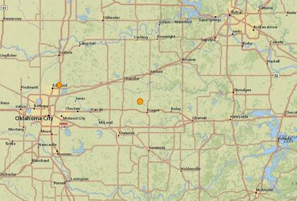 El temblor más fuerte de las últimas 24 horas en territorio continental estadounidense fue uno ocurrido cerca de Sparks, Oklahoma