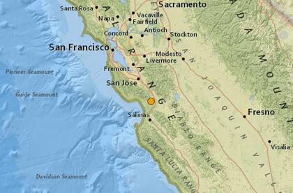 El temblor más fuerte de las últimas 24 horas en territorio continental estadounidense fue uno ocurrido cerca de Gilroy, California