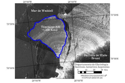 El témpano detectado tiene 1.500 kilómetros cuadrados.