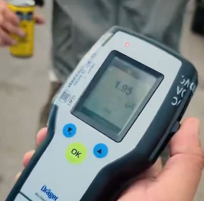 El test dio positivo por 1,95 gramos de alcohol en sangre