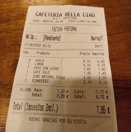 El ticket de la discordia que viralizaron en un bar de España
Foto: El Caso