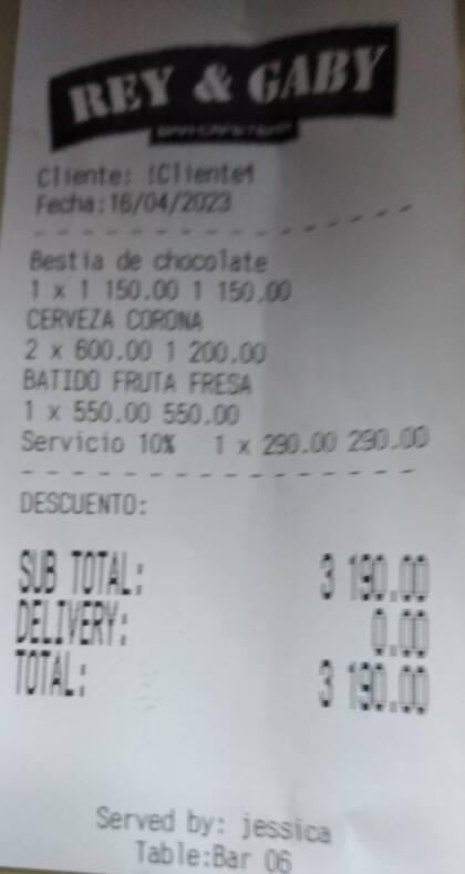 El ticket que compartió en Facebook