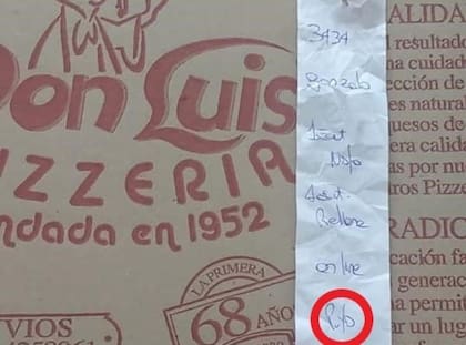 El ticket que recibió un cordobés con su pedido, hecho a través de una app de delivery