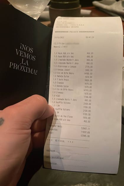 El ticket que subió Gian, con los detalles de los gastos