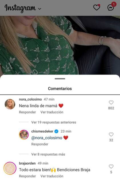 El tierno mensaje que dejó Nora Colosimo, mamá de Wanda Nara, en el posteo que realizó hoy su hija en el que da novedades de su estado de salud