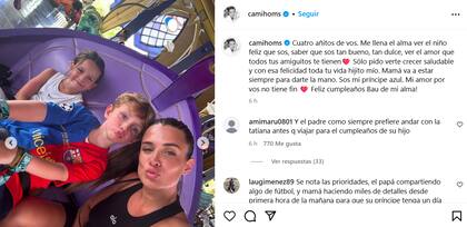El tierno posteo que Cami Homs le dedicó a su hijo en su cumpleaños