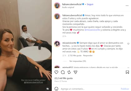 El tierno saludo de Fabián Cubero a Mica Viciconte