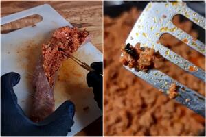 El tiktoker mexicano encontró moscas en el interior de un chorizo (Foto: Captura de video)