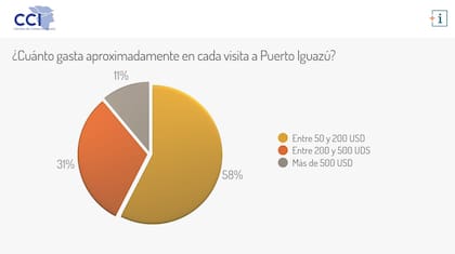 El tipo de cambio incentiva a extranjeros a comprar en Iguazú. El 42% de los consultados dijo que gasta o gastaría entre 200 y más de 500 dólares en comercios, restaurantes y servicios argentinos.