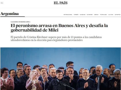 El titular de El País España, sobre las elecciones en Buenos Aires
