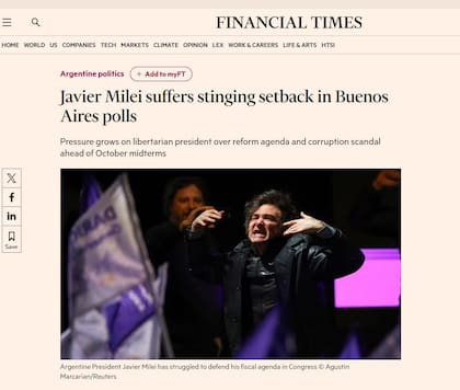 El titular de Financial TImes, sobre las elecciones en Buenos Aires