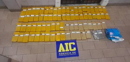 El total de la droga hallada en el baúl del Peugeot